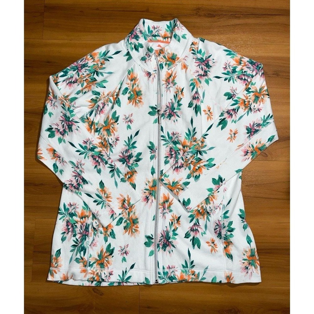 Womens Tommy Bahamas Vibrant Tropical Floral Zip-Up Jacket